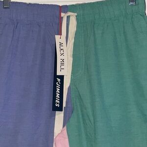 ALEX MILL P'JIMMIES PINK BLUE GREEN YELLOW COLOR BLOCK 100%COTTON BOTTOM M NWT